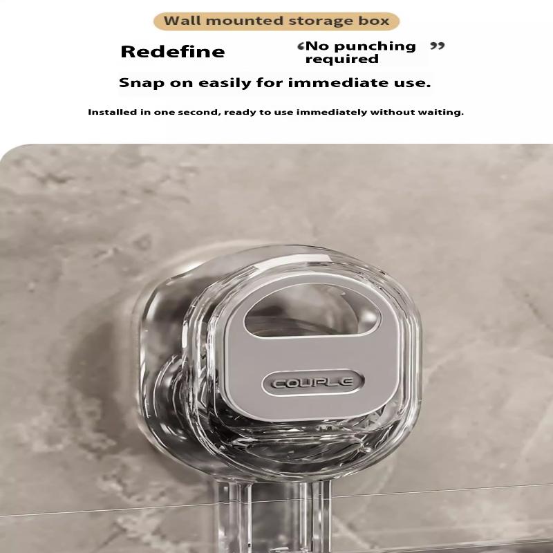 Raft de depozitare cu ventuză Fără găurire Transparent Auriu Baie Scurgere Raft Organizator Montat pe perete