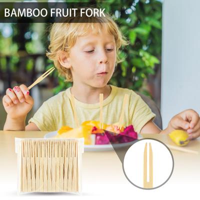 100 מזלגות, מזלגות 3.5 אינץ' לאביזרי פלטות גבינות ובשר, קיסמים מעוצבים למנות ראשונות, מזלגות קוקטייל מעץ חד פעמיים, Sm