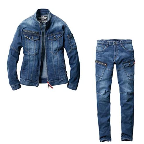 BURTLE Workwear Set Cargo Pants Cordura Denim Size for (Jacket 5001, 5002) (Unisex) (Indigo, L) Fall/Winter