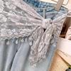 Durchsichtiger Netz-Hüftschal mit Blumenmuster, Taillengürtel-Schal, Vielseitiges Boho-Bandana für Damen