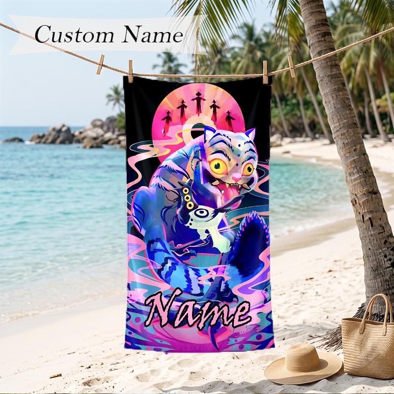 kpop demon hunters Custom Name Printed Beach Towel Personalized Soft Towel For Swimming Beach Travel