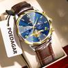 POEDAGAR Luxury Brand Men Watch Waterproof Luminous Chronograph Leather Man Watches Fashion Sports Quartz Men's Wristwatch Reloj