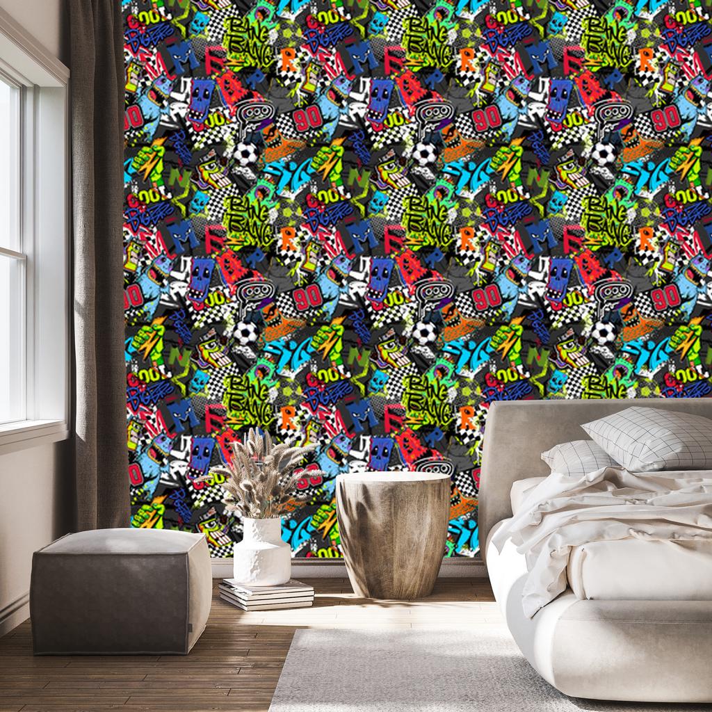 Sports wallpaper for football graffiti for living room and bedroom 50x1000