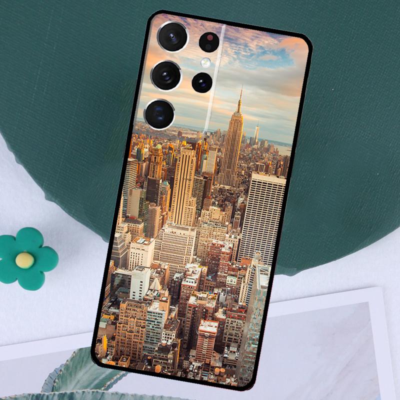 New York City Case For Samsung Galaxy S23 S22 S24 Ultra Note 20 10 S8 S9 S10 Plus S20 FE S21 FE Cover