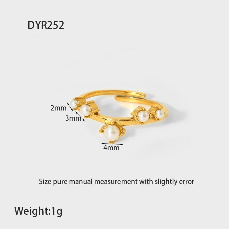 Anello geometrico a forma di fiore placcato oro 18 carati con perle sintetiche e zirconi