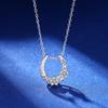 Exquisite S925 Sterling Silver Moissanite Horseshoe Wreath Necklace for Women - Luxurious, Fashionable, and Elegant Design.