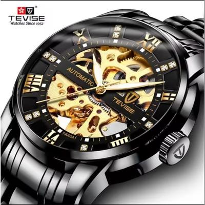 TEVISE Brand Watch Men'S Tourbillon Fashion Mechanical Watch Hollow Steel Belt Watch Men'S Business Quartz Watch