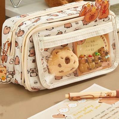 Große Kapazität Stifteetui Multifunktionales Federmäppchen Kreatives Capybara Schreibwarentasche Schülergeschenk