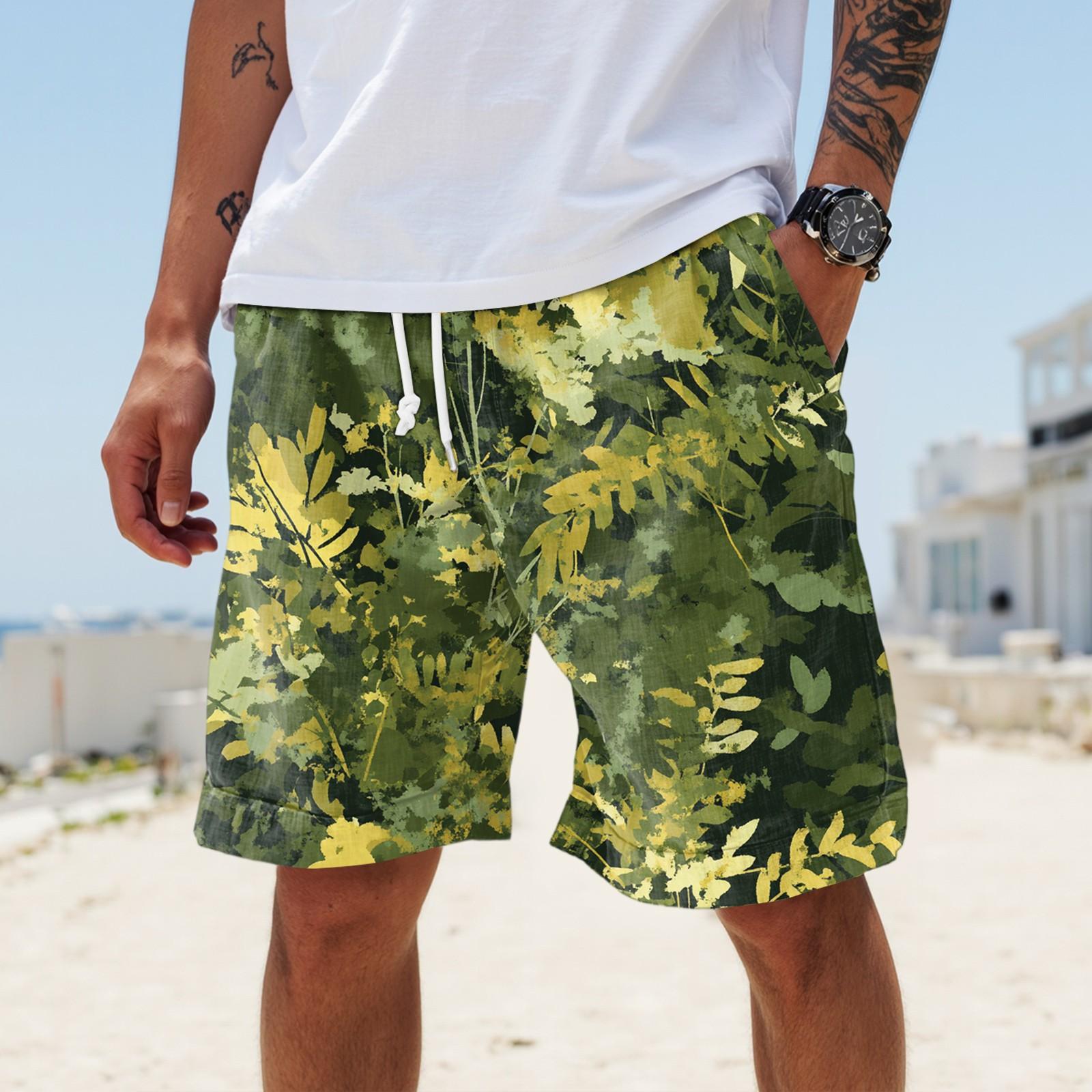 

Men s Summer Large Casual Loose Sports Pants Beach Shorts L зелений