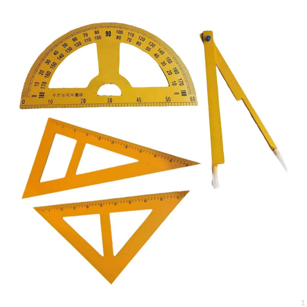Sada 4 ks geometrie pro tabuli, matematické nástroje, pravítko a kružítko pro použití v technických školách
