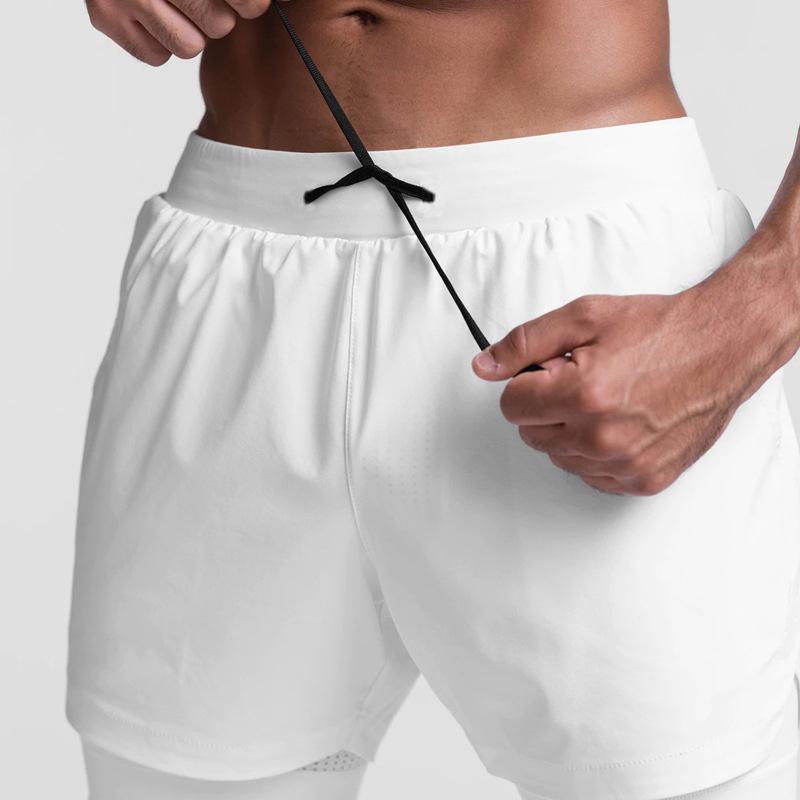Crazy Muscle Men's Sports and Leisure Shorts Double Layered Marathon Basketball Fitness Quick Drying Shorts