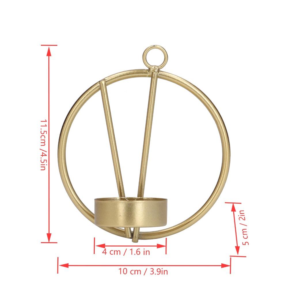 2pcs Wall Mounted Round Metal Candle Holder Golden Geometric Candle Sconce Bedroom Wall Decor