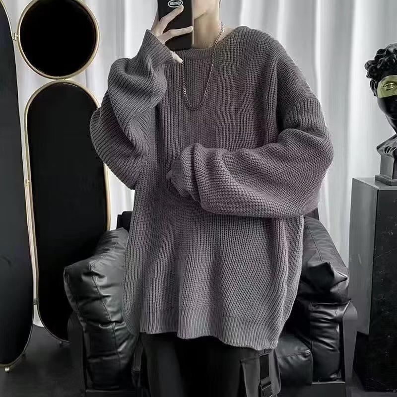 Maglione in maglia da uomo trendy a vestibilità larga con scollo rotondo - Autunno/Inverno 2024