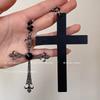 Korean Niche Design Silver Cross Necklace Female Long Clavicle Punk Retro Hottie Y2k Neck Jewelry