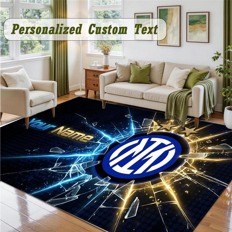 Crystal Velvet Square Rug Custom NameInter Milan Pattern Non Slip Home Floor Decor Rug