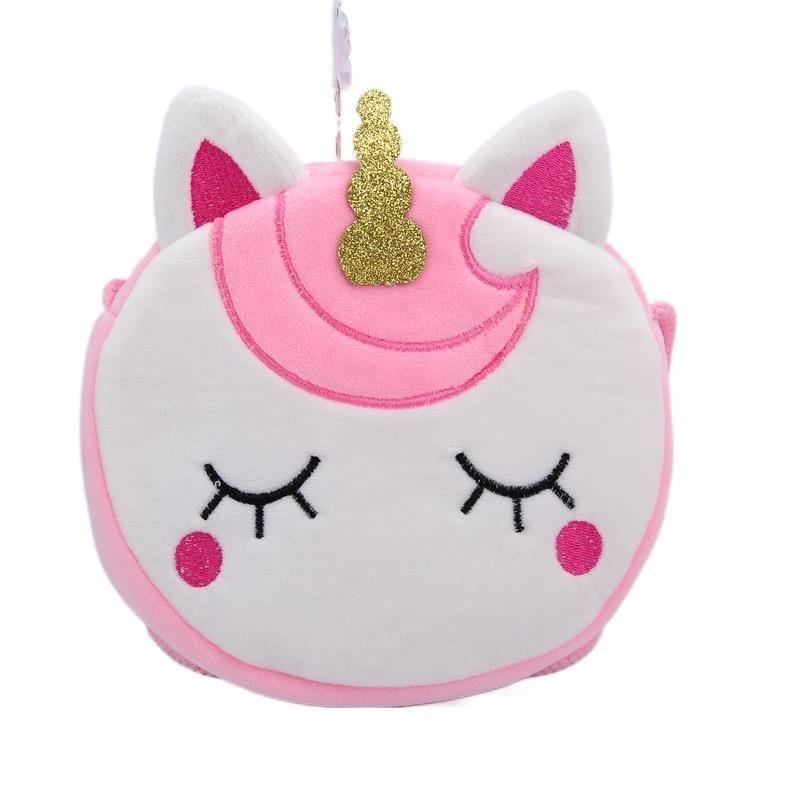 Adorable Unicorn Plush Shoulder Bag For Kids Portable Snack Storage Gift