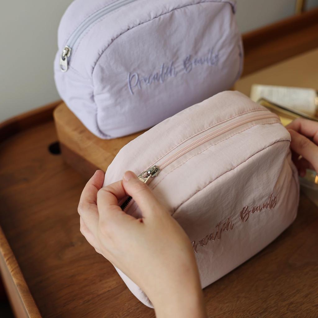 Precatch Makeup Pouch, Large Capacity Storage Pouch for Travel, Multifunctional Cosmetic Pouch, Toiletry Bag, Embroidered Bag, Bag-in-Bag, Women's