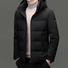 Men's Trendy Mid-Length Winter Coat - Thickened White Duck Down with Detachable Hood