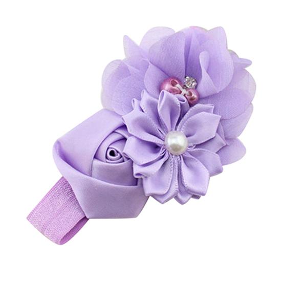 

Повязка на голову из искусственного жемчуга, приятная для кожи, шифоновая, для девочек, с бантом, детская повязка на голову на день рождения светло-фиолетовый