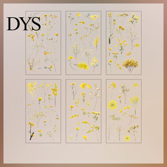 Floral Scrapbook Supplies 6 Sheets/Set Natural Flower Stickers, Waterproof PVC Plants Decals, Retro Stickers Transparent Decorative for DIY