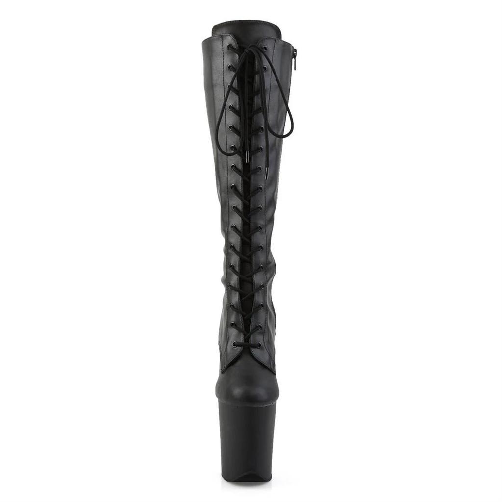 20Cm Front Lace-up Stiletto High-heeled Boots, Patent Leather High-heeled Boots, Pole Dancing Shoes