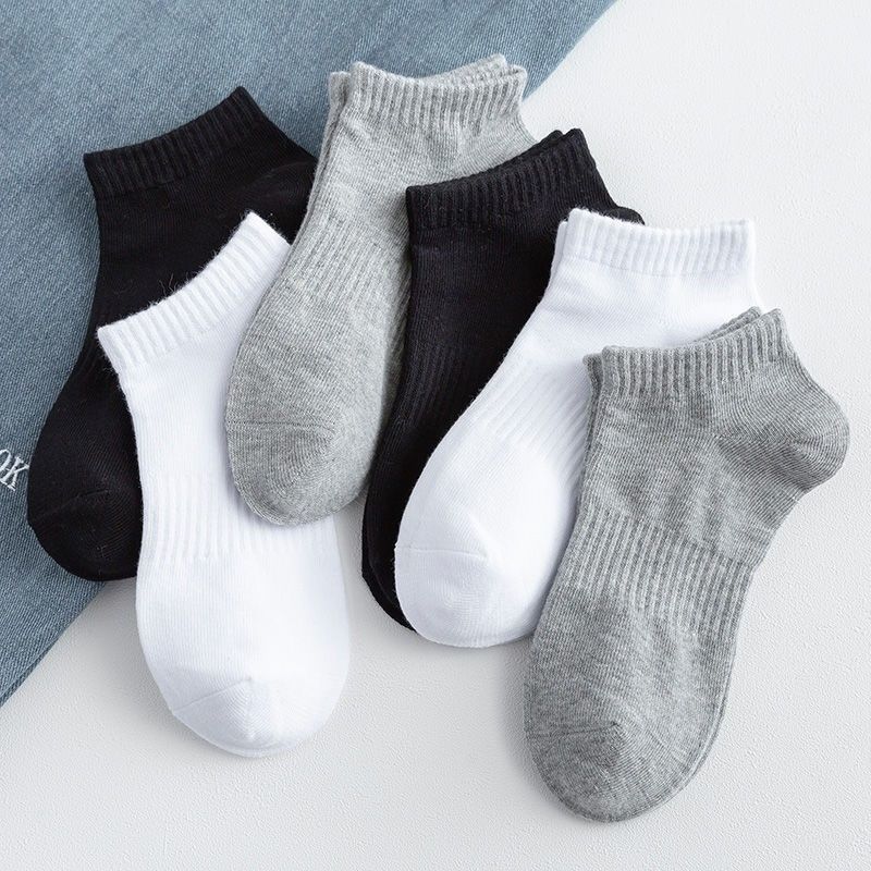 Socks Women'S Solid Color Light Mouth Cotton Socks Black And White Sports Socks Boat Socks Trendy Men'S Socks