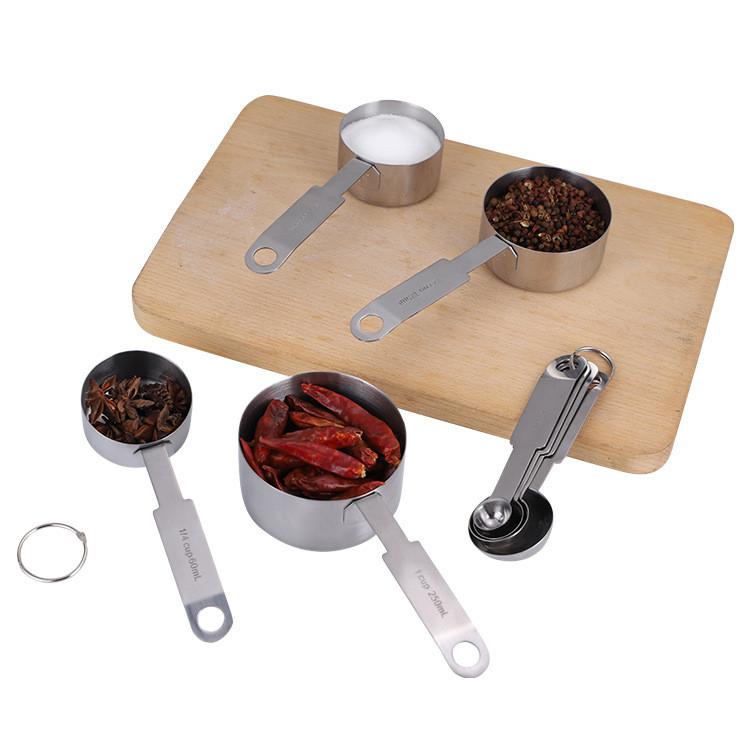 Piece 4 Modern Set Of Stylish Stainless Steel Measuring Cups And Spoons For Enthusiasts Baking