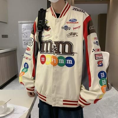 Chaqueta de Béisbol de Colorido Intenso Estilo Callejero Marca de Tendencia para Hombre Chaqueta de Motocicleta HP Hombres Geniales Atractivos