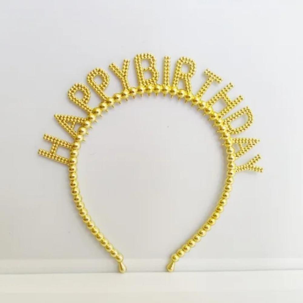 New Pearl Hair Band Happy Birthday English Letter Headband Children's Birthday Party Jewelry Gift Hair Accessories for Girls