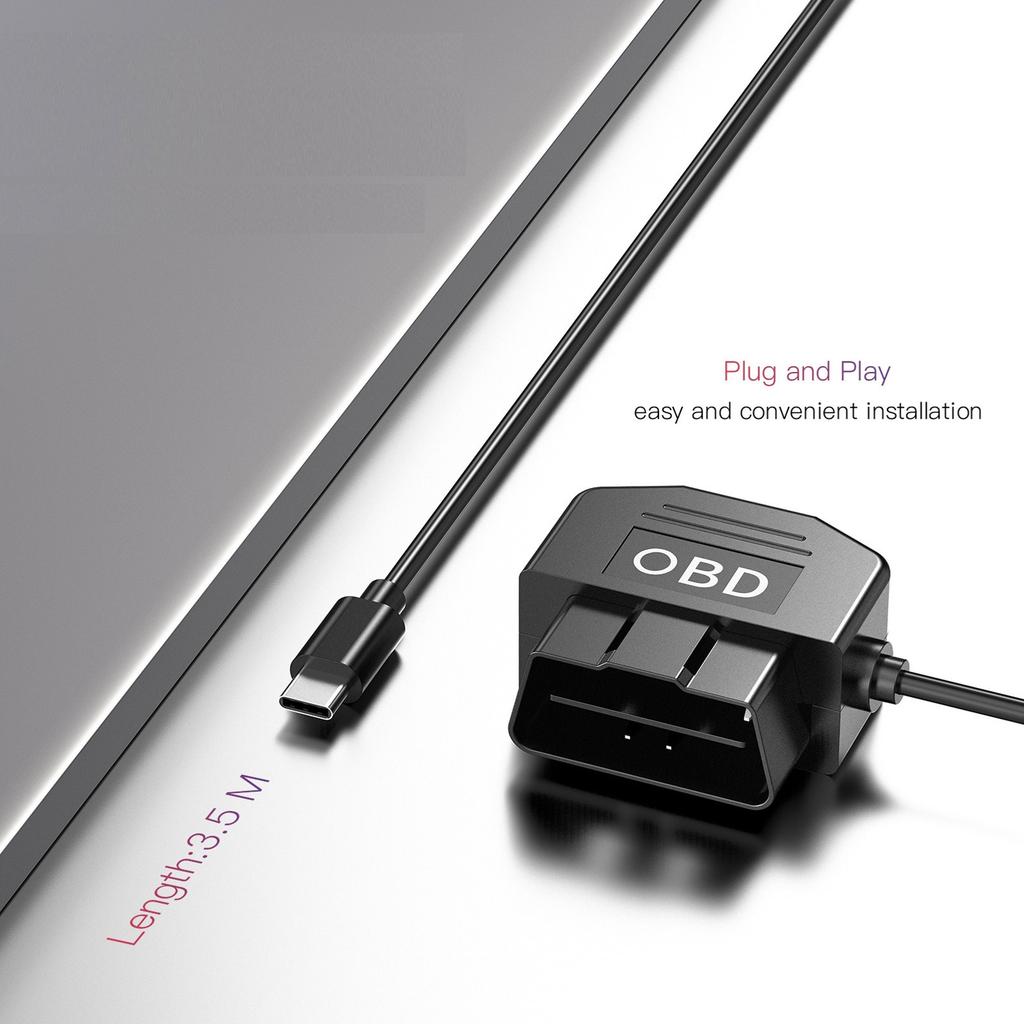 Dual Mode OBD Car Recorder Cable with Intelligent Parking Surveillance & Voltage Protections High Efficiency OBD Cable