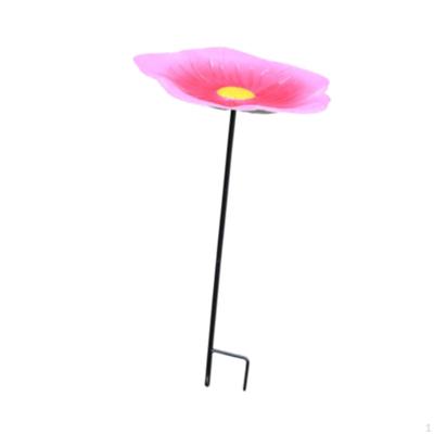 20 Inch Height Birdbath Birdfeeder with Metal Stake Backyard Decoration Flower Pattern Garden