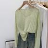 Jane Manni Summer Sunscreen Blouse Women's Loose Sweet Fungus Edge Thin Long-sleeved Lazy T-shirt Hollow Top
