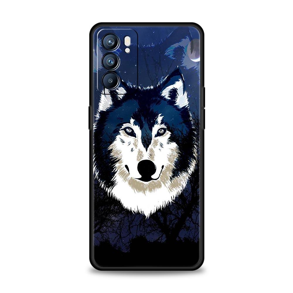 Animal Wolf Phone Case For OPPO Find X5 A54 A53 A52 A9 2020 A16 A15 A95 A76 A74 A12 Reno7 SE Reno6 Pro+ 5G Soft Silicone Cover