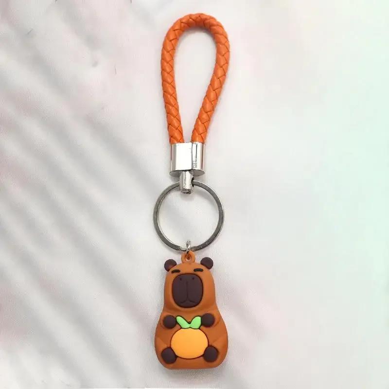 1PC Cartoon Capybara Plush Keychain Kawaii Backpack PVC Pendant Decoration Keyring Accessories Anime Lover Gifts