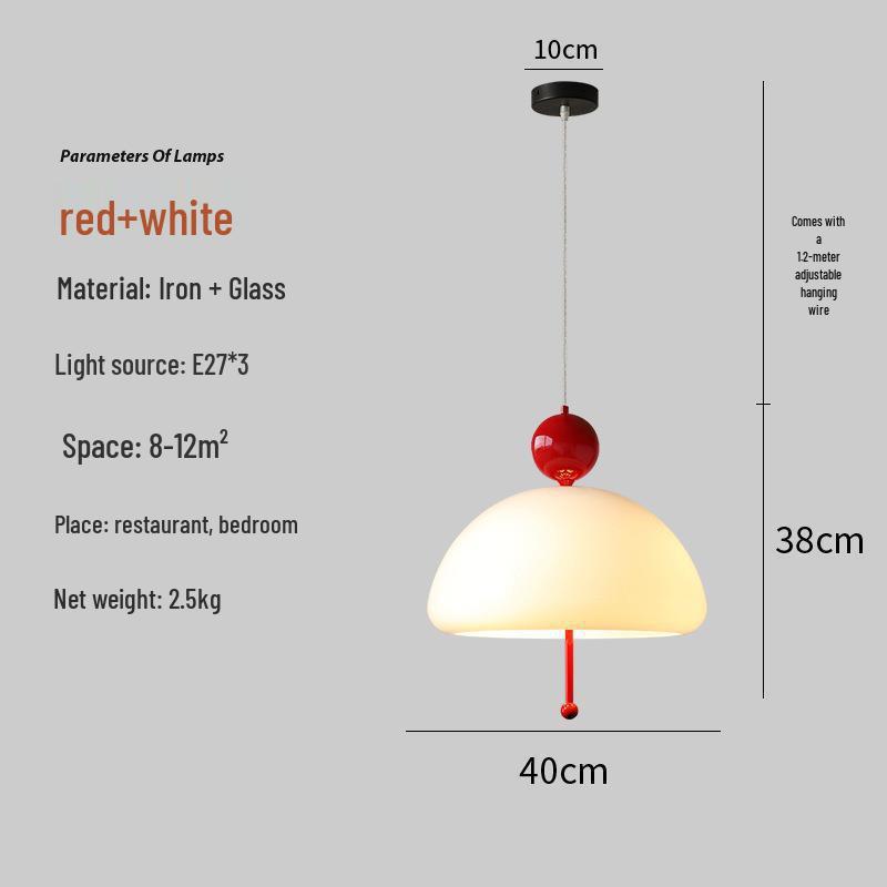 Bauhaus Vintage Glass Pendant Lamp: Modern French Bistro Bedside & Study Light Tri-Color Light