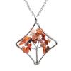 Handmade Winding Square Tree Of Life Necklace Gravel Crystal Pendant N92