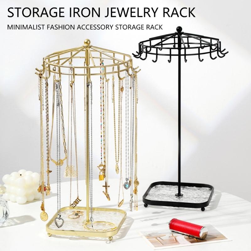 Rotating Jewelry Display Stand Detachable Acrylic Metal Organizers for Necklaces Bracelets Earrings 360 Degree Showcase