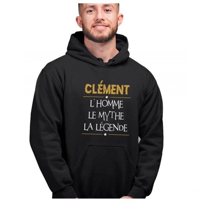 Sweat à Capuche - CLEMENT - XL - Noir - Manches Longues - Col Capuche