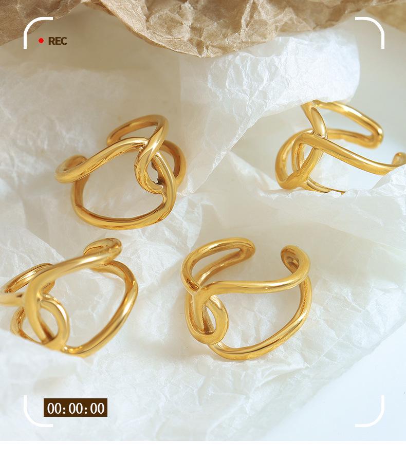 European & American Geometric Chain Twist Open Ring - Women's Titanium Steel Jewelry Gift