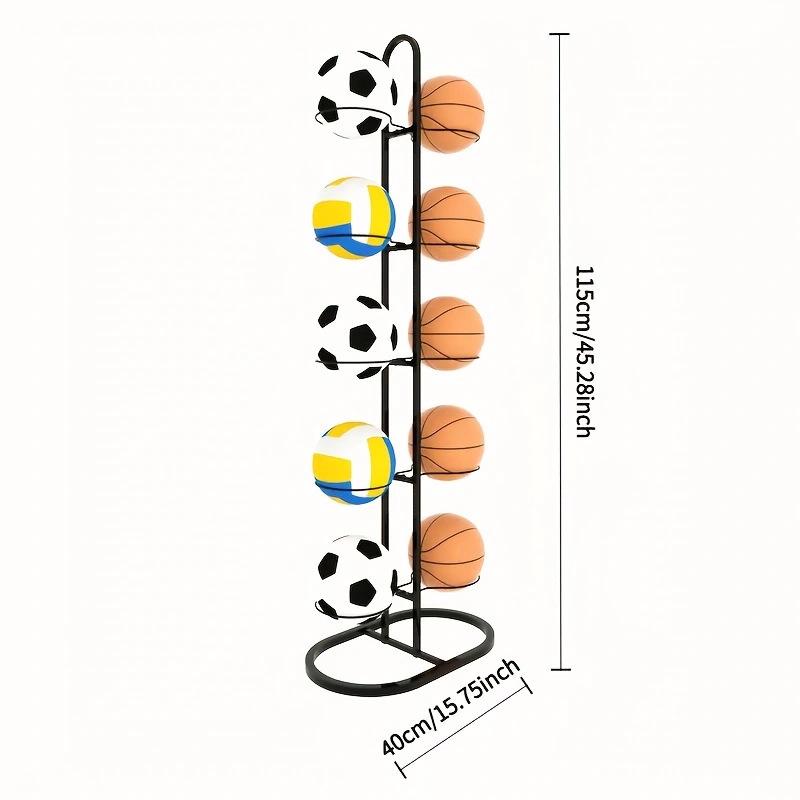 Foldable Floor-Standing Ball Storage Rack for Indoor Sports Equipment