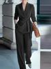 Autumn Fashion Elegant Women's Casual Solid Color Suit Set with Tie