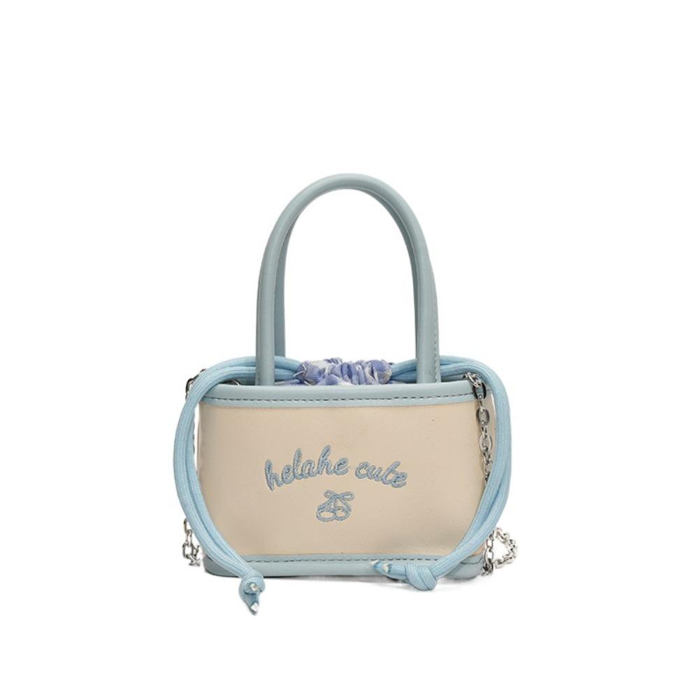 

Embroidery PU Crossbody Bag Korean Style Children Shoulder Bag Drawstring Bucket Bag Outdoor синій