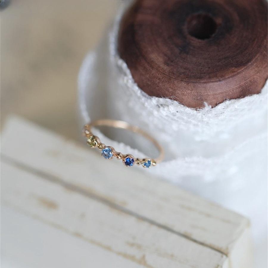 Japanese color zircon ring ring light luxury temperament niche simple versatile open ring