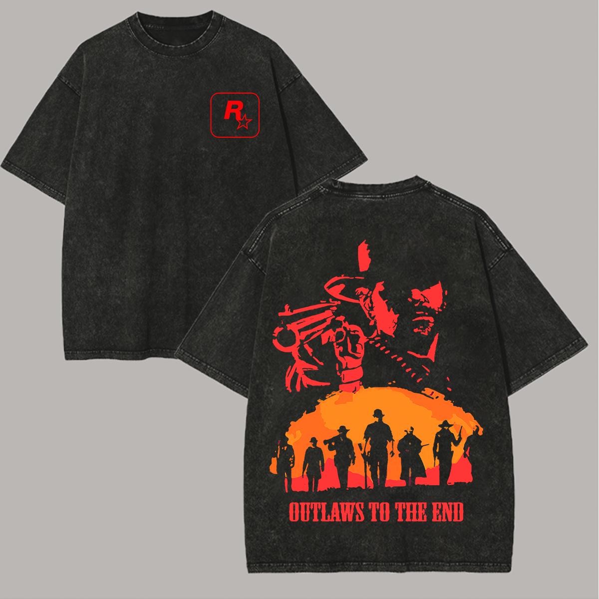 Trendsetter Loose Clothes Red Dead Redemption Anime Liefhebber Gewassen T-shirt Kleding voor het hele jaar Hoge kwaliteit Persoonlijkheid Kleding Grote Maten Unisex Nieuw Model Koppel T-shirt XXL