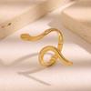 Gold-Plated Snake-Shaped Titanium Steel Adjustable Ring for Women - Retro, Colorfast, European & American Fashion.