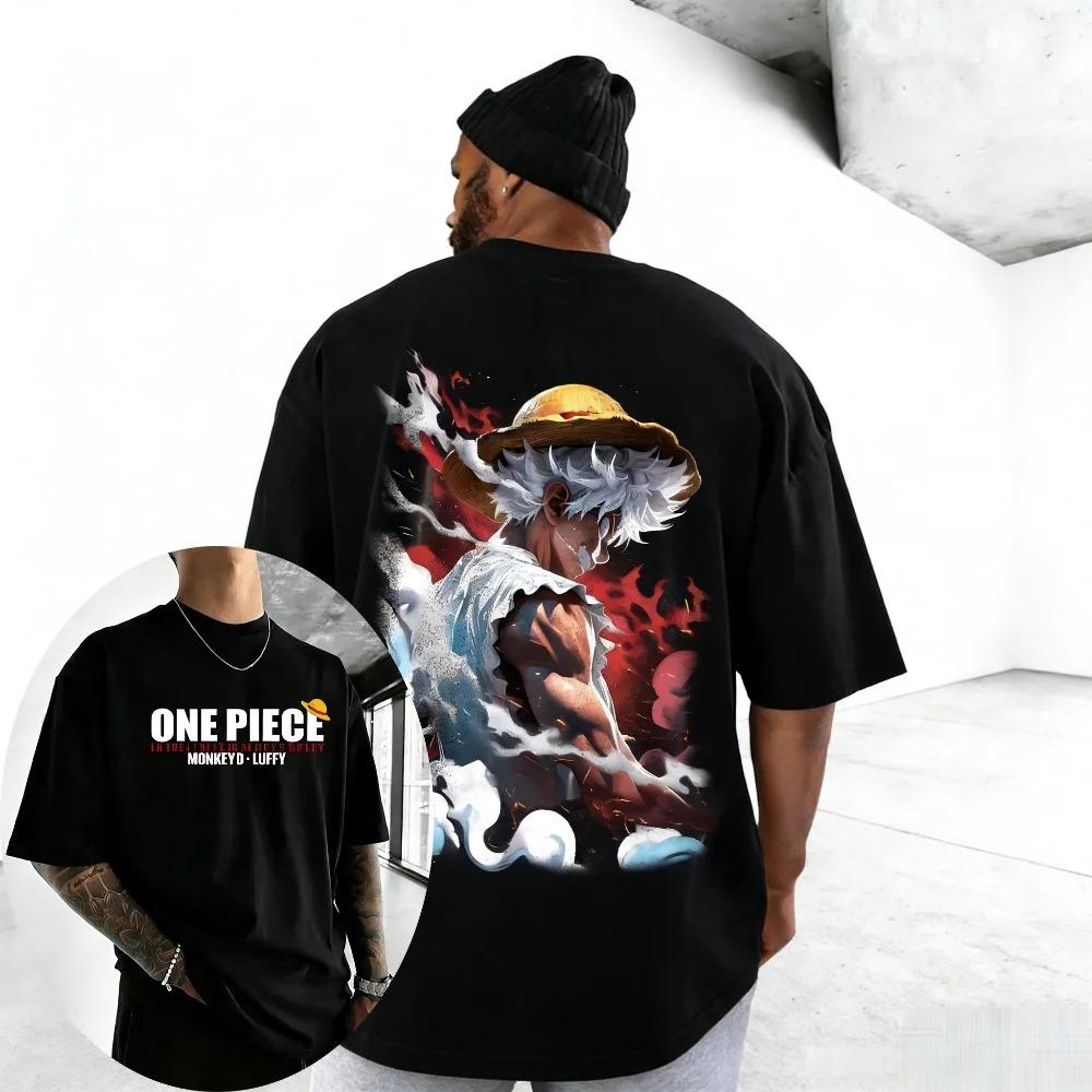 Summer New 2026 Millionth Generation Loose Sports Tshirt One Piece Anime Cotton ShortSleeved Mens And Womens Ins Style