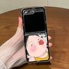 Touching Face And Pouting Mouth Girl Phone Case For Samsung Galaxy Z Flip 6 5 4 Transparent Hard Cover For Z Flip 3 Clear Fundas