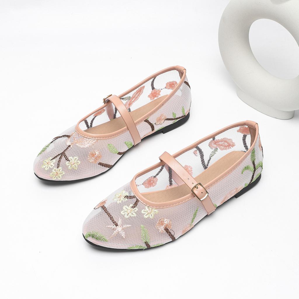 Fashion IPPEUM Mesh Ballet Flats Women Plus Size 44 Ballerina Flat Trend 2024 Zapatos Bailarinas De Mujer
