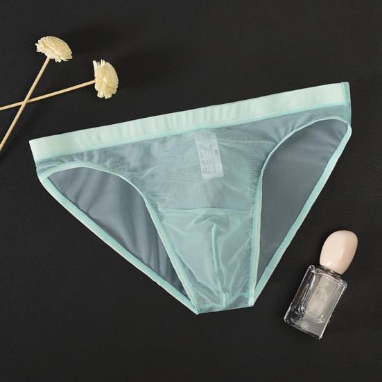 Men Seamless Ice Silk Briefs Low-rise Ultra-Thin See-through Panties Solid Color Quick Drying Underwear