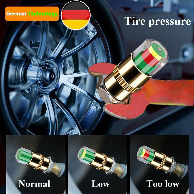 4Pcs Car Tire Pressure Monitor Valve Stem Caps Tire Pressure Monitor Sensor Indicator Set